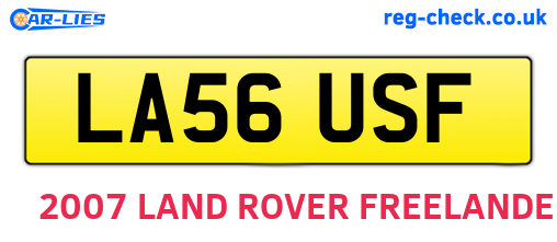 LA56USF are the vehicle registration plates.
