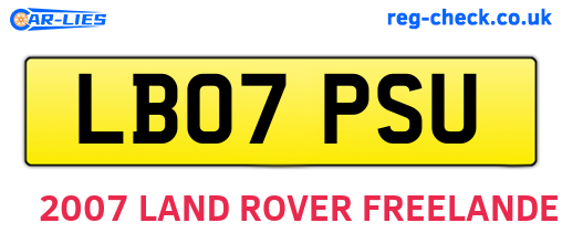 LB07PSU are the vehicle registration plates.