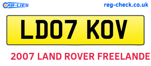 LD07KOV are the vehicle registration plates.