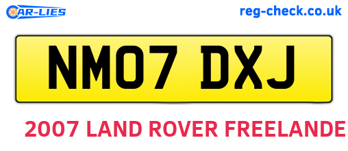 NM07DXJ are the vehicle registration plates.