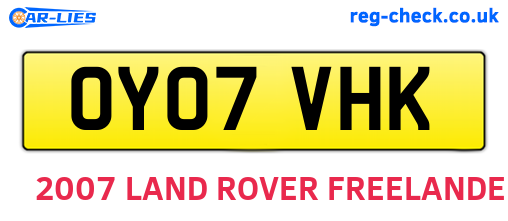 OY07VHK are the vehicle registration plates.