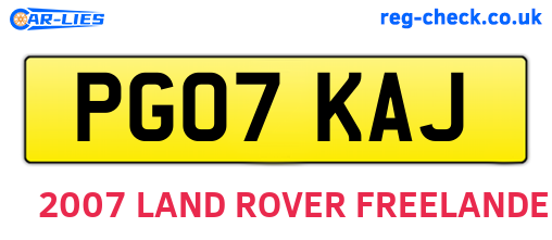 PG07KAJ are the vehicle registration plates.