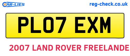 PL07EXM are the vehicle registration plates.