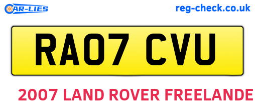 RA07CVU are the vehicle registration plates.