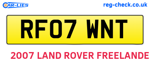 RF07WNT are the vehicle registration plates.