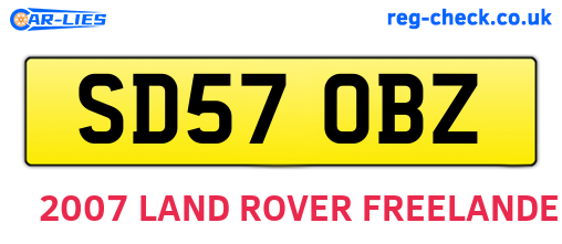 SD57OBZ are the vehicle registration plates.