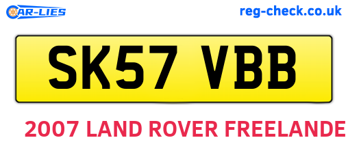 SK57VBB are the vehicle registration plates.