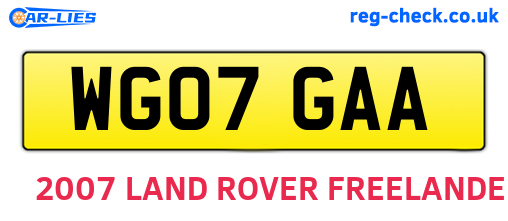 WG07GAA are the vehicle registration plates.