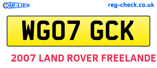 WG07GCK are the vehicle registration plates.