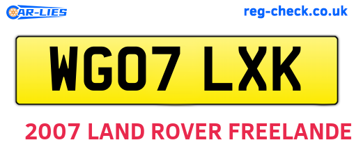 WG07LXK are the vehicle registration plates.