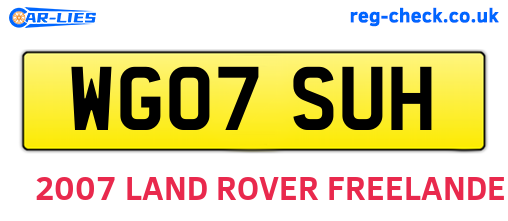 WG07SUH are the vehicle registration plates.