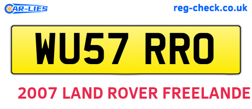 WU57RRO are the vehicle registration plates.