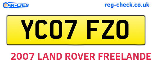 YC07FZO are the vehicle registration plates.