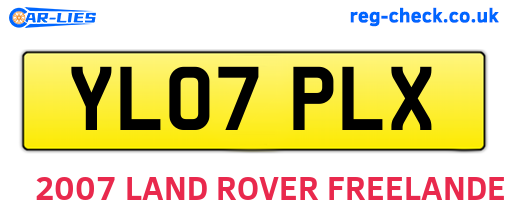 YL07PLX are the vehicle registration plates.
