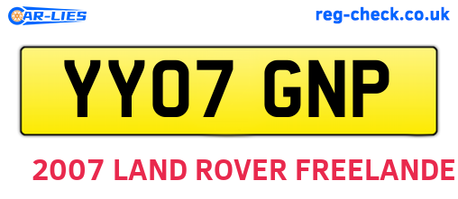 YY07GNP are the vehicle registration plates.