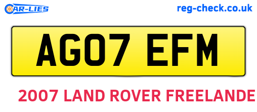 AG07EFM are the vehicle registration plates.