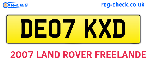 DE07KXD are the vehicle registration plates.
