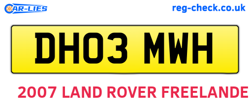 DH03MWH are the vehicle registration plates.