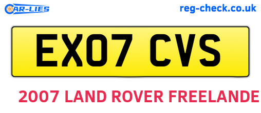 EX07CVS are the vehicle registration plates.