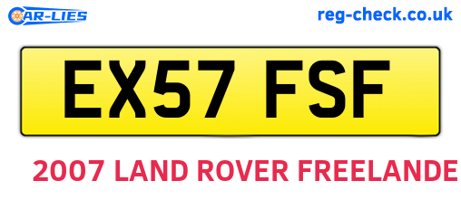 EX57FSF are the vehicle registration plates.