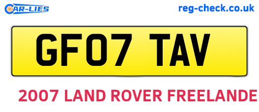 GF07TAV are the vehicle registration plates.