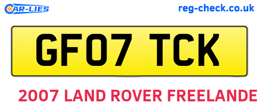 GF07TCK are the vehicle registration plates.