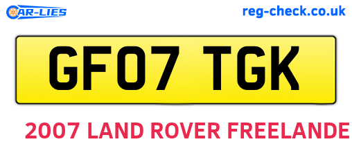 GF07TGK are the vehicle registration plates.