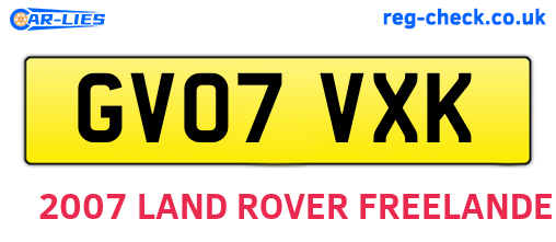 GV07VXK are the vehicle registration plates.