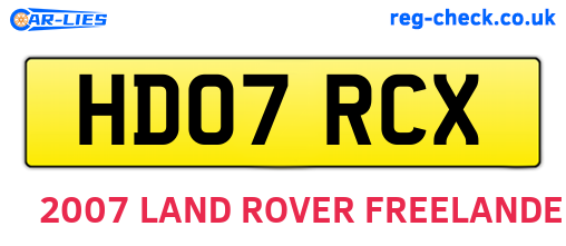 HD07RCX are the vehicle registration plates.