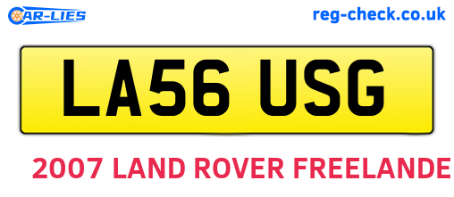 LA56USG are the vehicle registration plates.