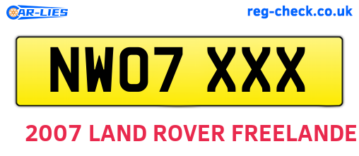NW07XXX are the vehicle registration plates.