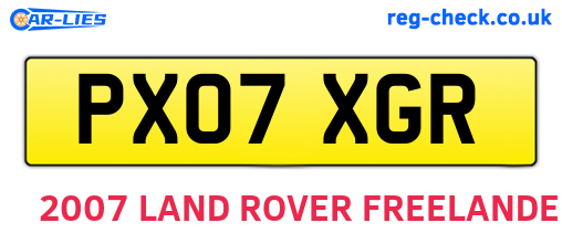 PX07XGR are the vehicle registration plates.