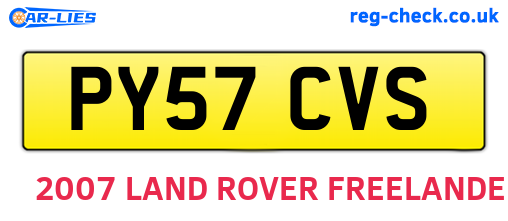 PY57CVS are the vehicle registration plates.