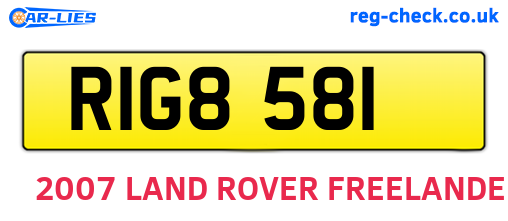 RIG8581 are the vehicle registration plates.