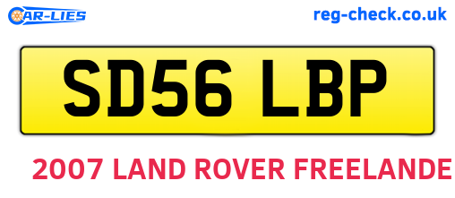 SD56LBP are the vehicle registration plates.