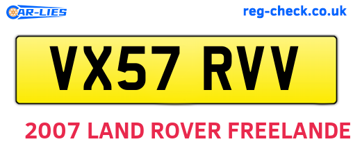 VX57RVV are the vehicle registration plates.