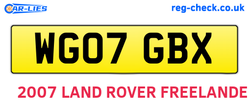 WG07GBX are the vehicle registration plates.