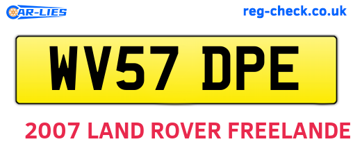 WV57DPE are the vehicle registration plates.