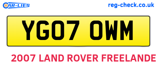 YG07OWM are the vehicle registration plates.
