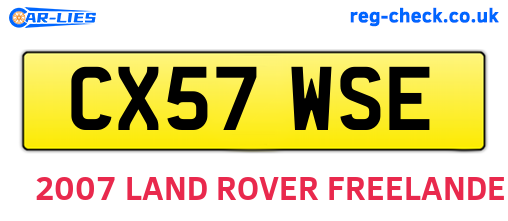 CX57WSE are the vehicle registration plates.