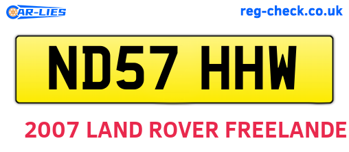 ND57HHW are the vehicle registration plates.