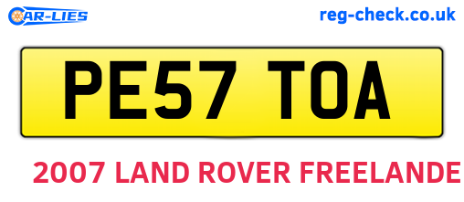 PE57TOA are the vehicle registration plates.