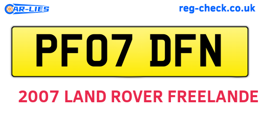 PF07DFN are the vehicle registration plates.