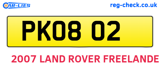 PKO802 are the vehicle registration plates.