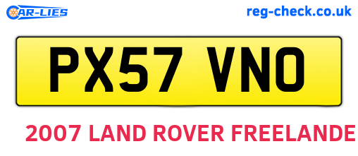 PX57VNO are the vehicle registration plates.