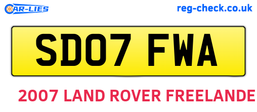 SD07FWA are the vehicle registration plates.