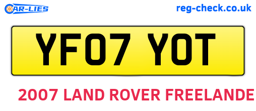 YF07YOT are the vehicle registration plates.