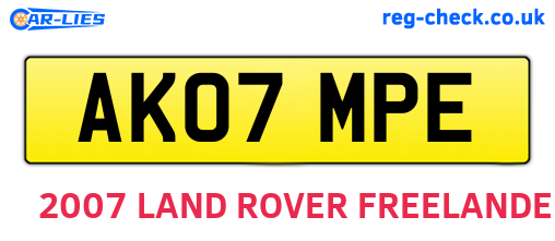AK07MPE are the vehicle registration plates.