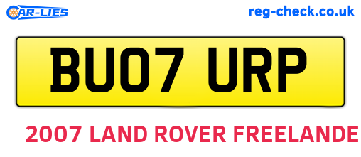 BU07URP are the vehicle registration plates.