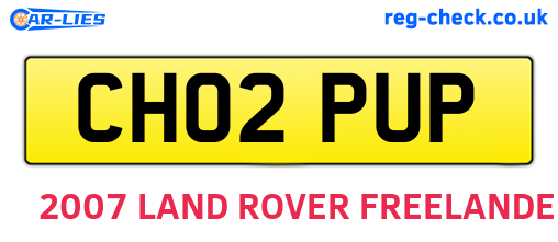 CH02PUP are the vehicle registration plates.